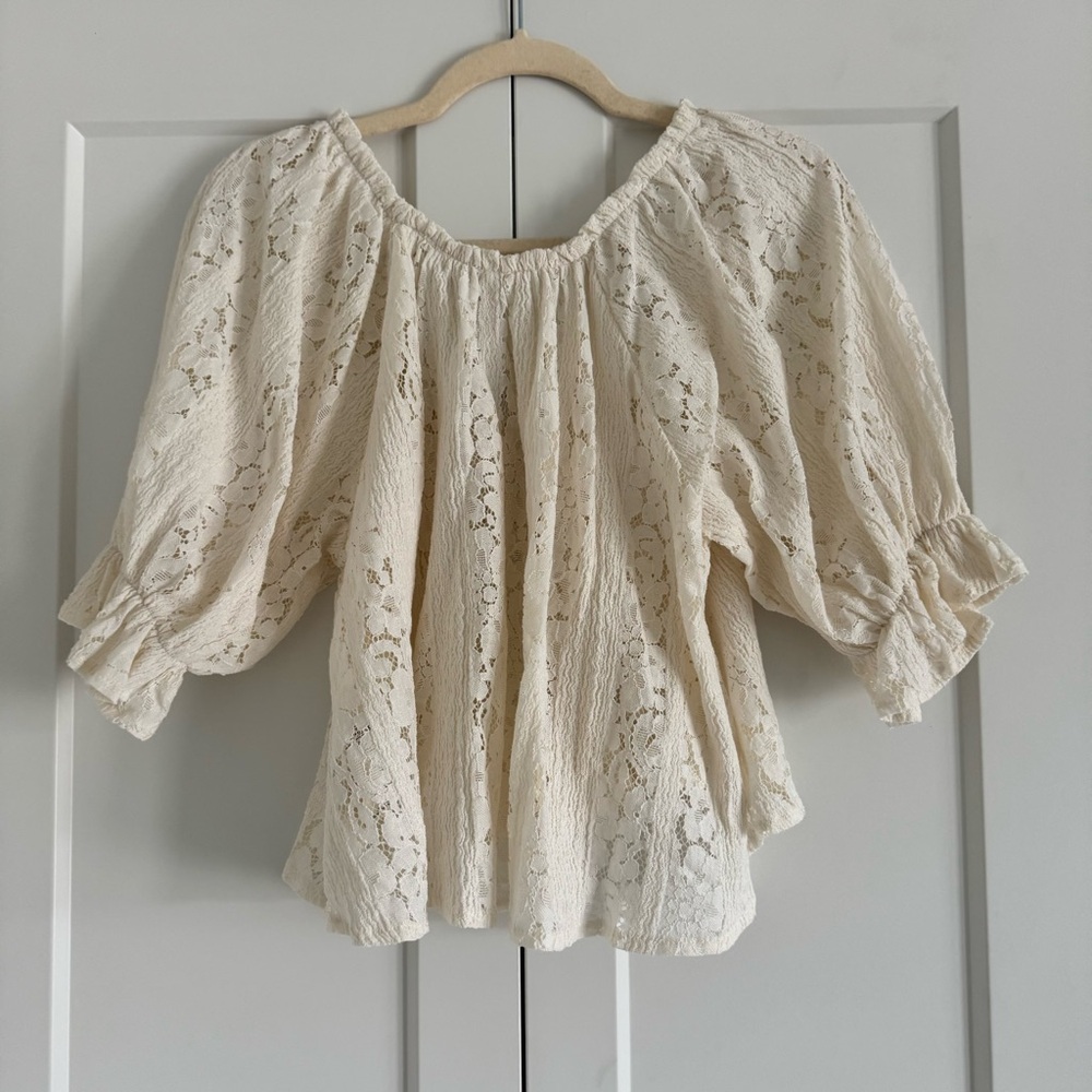 FREE PEOPLE WOMEN'S STACEY LACE CROPPED SHIRT - Picture 6 of 14